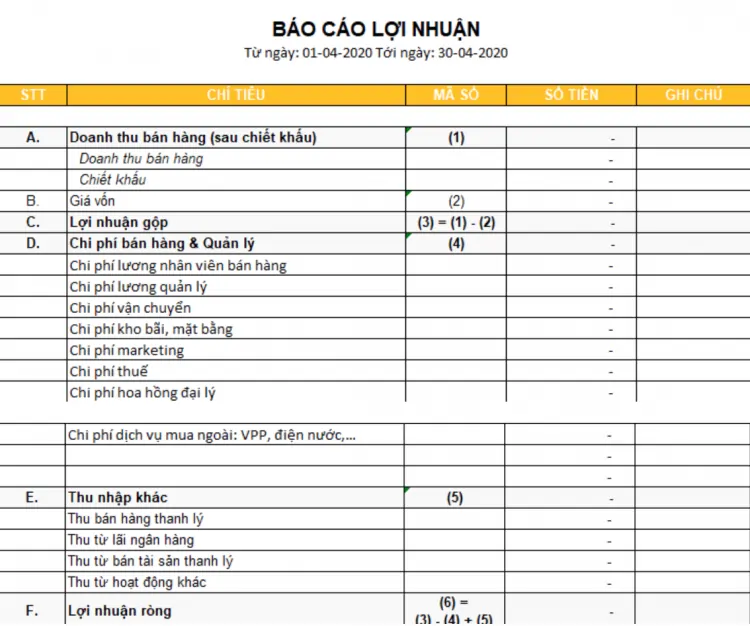 Quản lý bán hàng bằng Excel